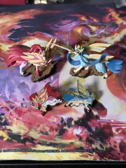 Pokemon Crown Zenith Premium Figure Collection Shiny Zacian & Zamazenta + Pins - Image 1