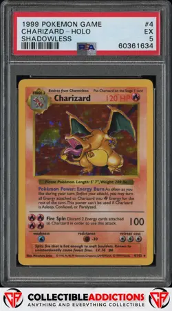 1999 Pokemon Game #4 Charizard Shadowless PSA 5 - Image 1