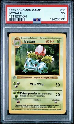 Ivysaur 1st Edition PSA 7 Shadowless Base Set 30/102 Pokemon 1999 - PSA 7 30/102 - Image 1