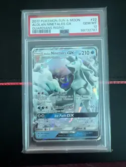 2017 POKEMON SUN & MOON GUARDIANS RISING #22 ALOLAN NINETALES GX PSA 10 - Image 1