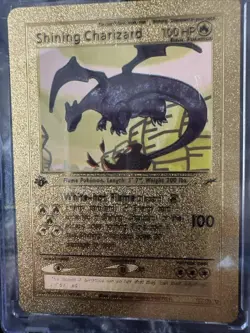 Shining Charizard Gold Foil Fan Art Card Hp100 NM 1st Edition - Image 1