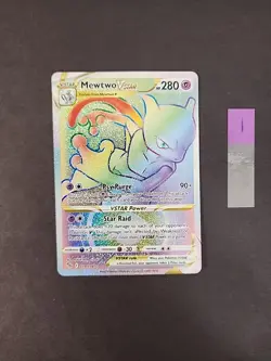 Pokemon Go Mewtwo VSTAR Rainbow Secret Rare Card 079/078 Mint Condition - Image 1