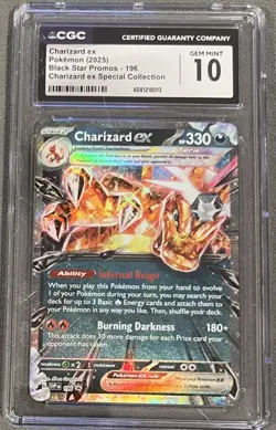 CGC 10 Charizard ex SVP 196 Promo Special Collection Pokemon Card 2025 GEM MINT - Image 1