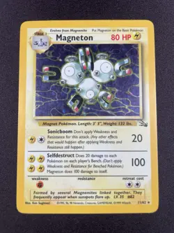 Pokemon TCG Magneton 11/62 Fossil Set Holo Rare Unlimited 1999 WOTC MP - Image 1