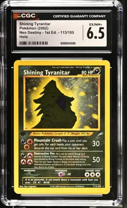 POKEMON CGC 6.5 Shining Tyranitar 113/105 Neo Destiny 1st Edition Secret Rare - Image 1