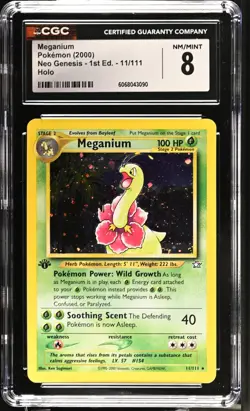 POKEMON CGC 8 Meganium 11/111 2000 Neo Genesis - 1st Edition Rare Holo *3090 - Image 1