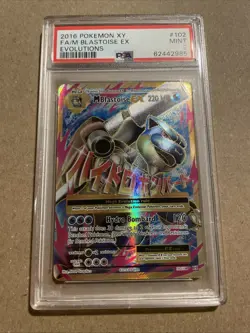 2016 POKEMON XY EVOLUTIONS #102 FULL ART M BLASTOISE EX 102/108 PSA 9 MINT - Image 1