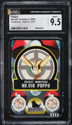 1998 Pokemon Japanese Bandai Sealdass Sticker Pidgey #16 CGC 9.5 MINT+ - Image 1