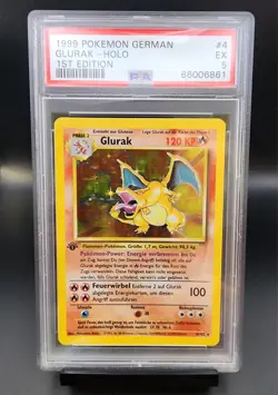 1999 POKEMON GERMAN 1ST ED #4/102 GLURAK-HOLO PSA 5 - Image 1