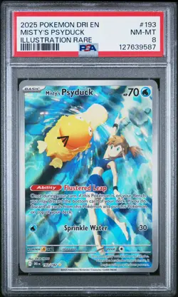 2025 POKEMON DRI EN-DESTINED RIVALS ILLUSTRATION RARE #193 MISTY'S PSYDUCK PSA 8 - Image 1