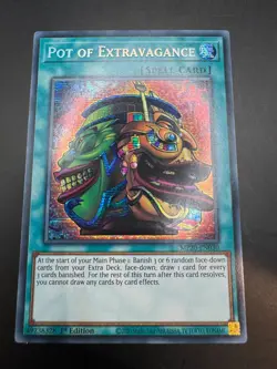 YUGIOH POT OF EXTRAVAGANCE PRISMATIC SECRET RARE 1ST NM MP20-EN030 - Image 1