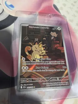 Team Rockets Meowth 203/182 SV10 Destined Rivals Illustrated Card Mint Condition - Image 1
