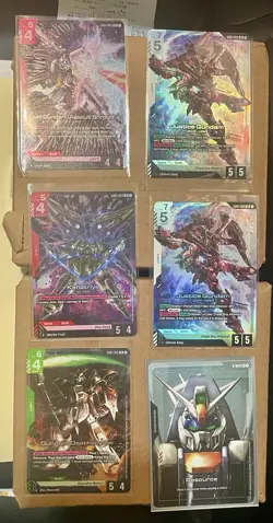 6 Card Lot Gundam TCG LR & + Resource Rare Cards - Image 1