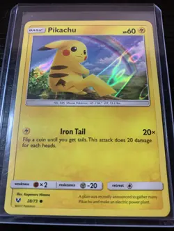 Pikachu 28/73 Common Holo Shining Legends Pokemon Card - Image 1
