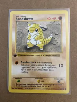Pokemon TCG Sandshrew Base Set 62/102 1st Edition Never Played Near Mint - Image 1