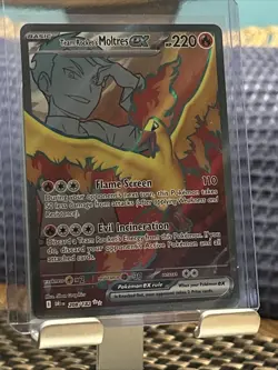 Pokemon TCG Team Rocket's Moltres ex 208/182 Destined Rivals Holo Full Art NM - Image 1