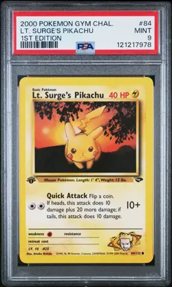2000 POKEMON GYM CHALLENGE 1ST ED #84 LT. SURGE'S PIKACHU PSA 9 - Image 1