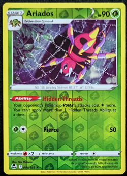 Ariados 4/195 Rare Reverse Holo Silver Tempest - Pokemon TCG - Mint - Image 1