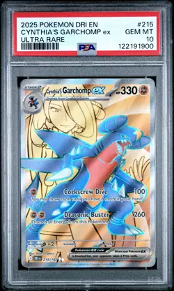 2025 POKEMON DRI EN-DESTINED RIVALS ULTRA RARE #215 CYNTHIA'S GARCHOMP EX PSA 10 - Image 1