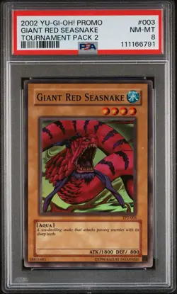 2002 Yu-Gi-Oh! Giant Red Seasnake Tournament Pack 2 TP2 Super Rare PSA 8 - Image 1