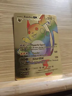 pokemon cards Raichu GX 75/73 Gold foil New HP210 Top loader - Image 1