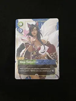Riftbound Ahri Nine Tailed Fox Legend English card 255/298 Prerelease Promo - Image 1