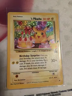 Pokemon Pikachu Card Celebrations Birthday Surprise Promo LP/NM Condition - Image 1