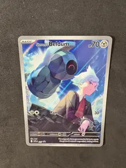 Pokemon Scarlet & Violet Black Star Promo STEVEN’S Beldum 207 Illustration Rare - Image 3