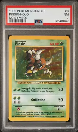 PSA 7 Pinsir HOLO NO SYMBOL ERROR Rare Pokemon Jungle WOTC 9/64 1999 NM Mint - Image 1