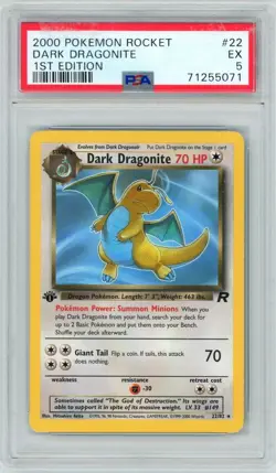 2000 Pokemon Rocket #22 Dark Dragonite - 1st Edition - PSA 5 EX - Image 1