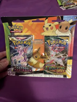 2022 Pokemon Back to School 2 Booster Packs + Eraser Eevee evolving skies NEW - Image 1