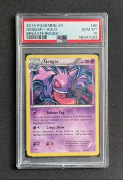 PSA 10 2015 Pokemon Gengar 60/162 Holo Rare 2015 XY Breakthrough Low POP 40 - Image 1
