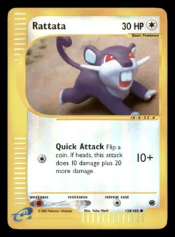 Moderately Played Rattata 128/165 Reverse Holo Expedition Base Set Common - Image 1