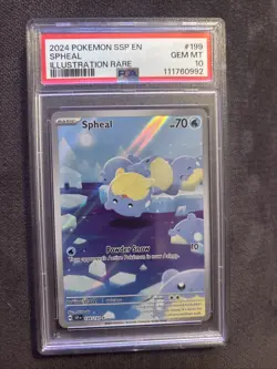 Gem Mint 10 Pokemon Spheal 199/191 Sv08: Surging Sparks Holo - Image 1