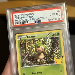 Pokemon McDonalds 25th Anniversary 2021 Holo Chespin PSA 10 - Image 2