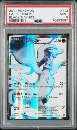 2011 POKEMON B&W #113 FULL ART/RESHIRAM PSA 9 - Image 1