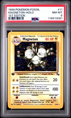 1999 Pokemon Fossil Magneton 1ST Edition PSA 8 #11 - Image 1