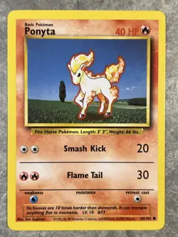 Ponyta 060/102 Pokemon TCG Base Set Vintage WOTC Card Regular (Light Play) 5 - Image 1