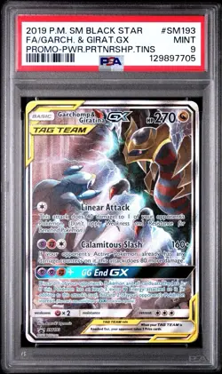 Pokemon Garchomp & Giratina GX Full Art Holo Promo Card SM193 PSA 9 - Image 1
