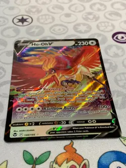 C1277 POKEMON TCG HO-OH V NM CARD HOLO #140 SILVER TEMPEST RARE - Image 2