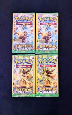 Pokemon XY Fates Collide Mini 3-card Booster Pack (Lot of 4) Lugia Delphox - Image 1