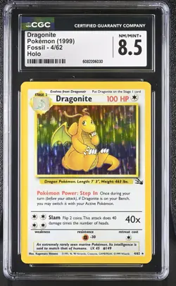 CGC 8.5 Dragonite 1999 Fossil 4/62 Holo Pokemon Card - Image 1