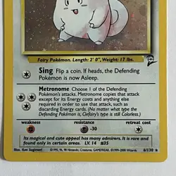 Clefairy Holo 6/130 Base Set 2 WOTC 1999 Pokemon Card Mint/Near Mint - Image 5