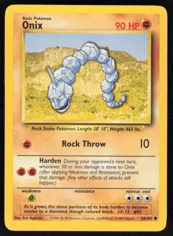 1999 Pokemon Game Base Set #056/102 Onix Common - Image 1