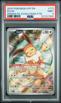 2025 POKEMON SVP PRISMATIC EVOLUTIONS ETB PROMO #173 EEVEE PSA 9 - Image 3