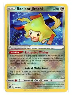 Radiant Jirachi 120/195 Radiant Rare Holo SWSH12: Silver Tempest Pokemon TCG - Image 1