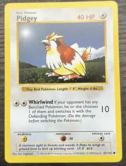 Shadowless Pidgey 57/102 Pokemon TCG WOTC Base Set MINT - Image 1