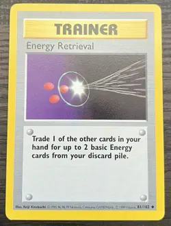 Shadowless Energy Retrieval 081/102 Pokemon TCG WOTC Base Set LP - Image 1