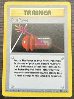 Shadowless PlusPower 084/102 Pokemon TCG WOTC Base Set LP - Image 1