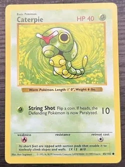 Shadowless Caterpie 045/102 Pokemon TCG WOTC Base Set MINT - Image 1